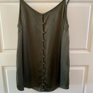 Black Swan Button Closure Sleeveless Blouse, S